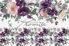Watercolor Blush &amp; Eggplant Floral Clipart Collection Product Image 1