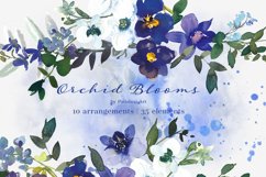 Watercolor Purple &amp; White Orchid Clipart Huge Set Product Image 3
