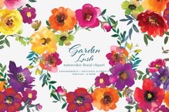 Watercolor Bold Colors Flowers Clipart Collection Product Image 3