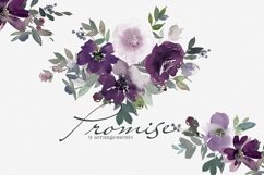Watercolor Blush &amp; Eggplant Floral Clipart Collection Product Image 3
