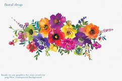 Watercolor Bold Colors Flowers Clipart Collection Product Image 9