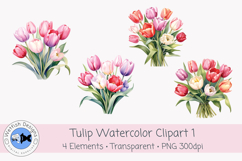 Spring Tulips PNG Watercolor Clipart 1 Product Image 1