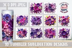 3d Flower Sublimation bundle Tumbler Wrap 20 oz Violet Product Image 1