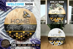 Home Sweet Home | Bee SVG Door Hanger Sign | Cricut file Product Image 1