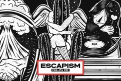 Escapism Black White T-shirt Designs Bundle