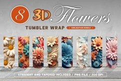 3D Flowers Florals Tumbler Wrap PNG Bundle