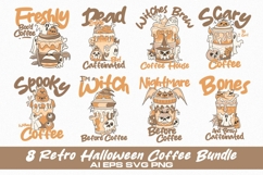 Retro Halloween Coffee T-shirt Designs Bundle Product Image 1