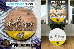 Welcome to our Hive | Bee SVG Door Hanger Sign | Cricut Product Image 1