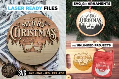Reindeer Christmas Scene | Door Sign | Farmhouse SVG Product Image 1