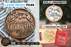 Merry Christmas Y'all | Door Sign | Farmhouse SVG Product Image 1