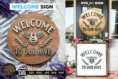 Welcome to our hive Vintage | Bee SVG Door Hanger Sign Product Image 1