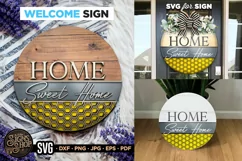 Home Sweet Home Hive| Bee SVG Door Hanger Sign | Cricut file Product Image 1