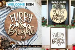 Furry and Bright | Christmas Dog SVG Sign | Door hanger Product Image 1