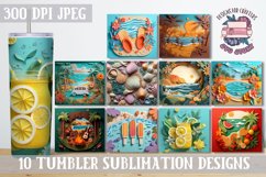 3D Sublimation Tumbler wrap Summer landscape v2 bundle Product Image 1