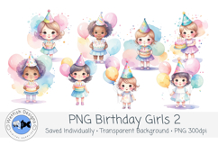 Watercolor Birthday Girl Clipart Set 2 Product Image 1