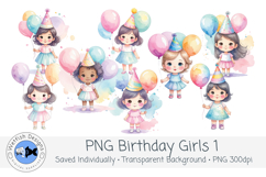 Watercolor Birthday Girl Clipart Set 1 Product Image 1