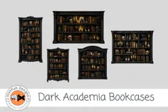 Dark Academia Bookcases | Gothic Library PNG Clipart Product Image 1