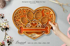 3D Layered Paw inside Heart Laser Cut, Pet Paw Love Heart Product Image 1