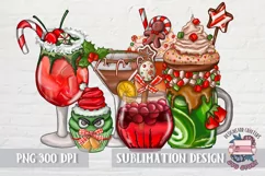 Christmas Cocktails Sublimation Sweets Cupcake PNG Product Image 1