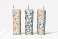Flowers sublimation design. Skinny tumbler wrap design. Product Image 4