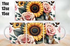 Sunflower Leopard Mug Wrap, Sublimation 11oz, 12oz, 15oz Product Image 1