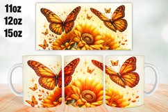Sunflowers Butterfly Mug Wrap Sublimation 11oz, 12oz, 15oz Product Image 1