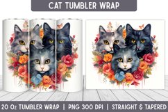 Cats Tumbler Wrap | Floral Tumbler | Sublimation Tumbler Product Image 1
