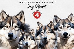 Siberian Husky Dog Clipart | Watercolor Clipart | Dog love Product Image 1