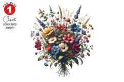 Wildlife Florals Bouquet Clipart Sublimation PNG Product Image 1