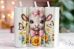 Cute Cow Florals 20oz Tumbler Wrap Sublimation Product Image 1