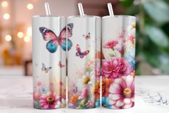 Butterflies Flowers 20oz Tumbler Wrap Sublimation Product Image 1