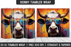 Watercolor Cow Tumbler Sublimation Wrap | Sublimation Product Image 1