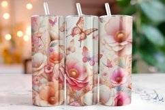 Flowers Butterflies 20oz Tumbler Wrap Sublimation Product Image 1