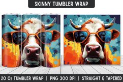 Watercolor Cow Tumbler Sublimation Wrap | Sublimation Product Image 1