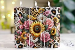 Sunflowers with Leopard Pattern Tumbler Wrap Sublimation Product Image 1