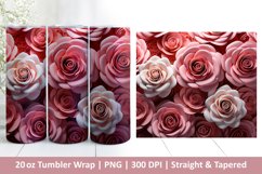 3D Paper Rose Tumbler | Valentines Tumbler | 3D Sublimation Product Image 1