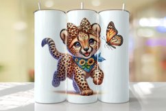Cheetah with Sunflower Tumbler Wrap Sublimation Product Image 1