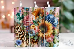 Sunflowers with Leopard Pattern Tumbler Wrap Sublimation Product Image 1