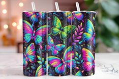 Neon Butterflies 20oz Tumbler Wrap Sublimation Product Image 1