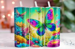 Butterfly Flowers Tumbler Wrap Sublimation, 20oz Tumbler Product Image 1