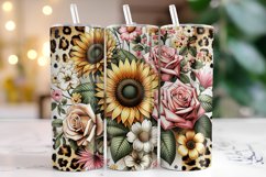 Sunflowers with Leopard Pattern Tumbler Wrap Sublimation Product Image 1