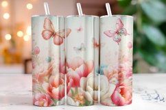 Flowers Butterflies 20oz Tumbler Wrap Sublimation Product Image 1