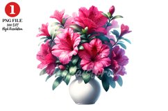 Hot Pink Azalea Clipart, Flowers Clipart Sublimation Product Image 1