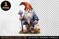 Gnome Watercolor Clipart | Sublimation Designs | PNG Product Image 1