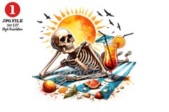 Skeleton relaxing on the beach JPG sublimation Design Product Image 1