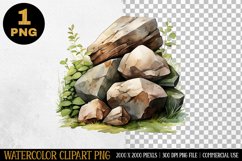Woodland Rock Watercolor Clipart | Sublimation Design | PNG Product Image 1