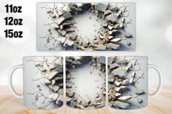 3D Break Wall Mug Wrap Design | Sublimation PNG Product Image 1