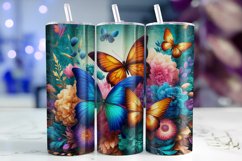 Butterflies with Flowers Tumbler Wrap Sublimation Product Image 1