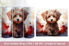 Cute Dog Tumbler Wrap | Valentines Tumbler | 3D Sublimation Product Image 1