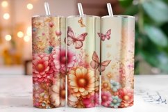 Flowers Butterflies 20oz Tumbler Wrap Sublimation Product Image 1